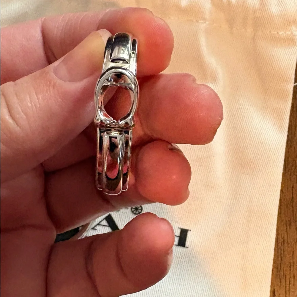 Coach Sculpted Signature Hoop Earrings - Picture 2 of 6